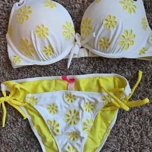 Floral Bikini Set with Yellow Accents